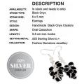 Handmade Black Onyx Cluster  & .925 Silver Earrings
