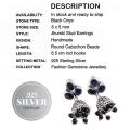 Handmade Natural Black Onyx (Jumki) Gemstone 925 Silver Earrings