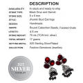 Handmade Natural Black Onyx , Garnet (Jumki) Gemstone Silver Earrings