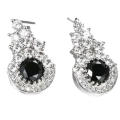 Handmade Black Sapphire and White Cubic Zirconia White Gold Filled Stud Earrings