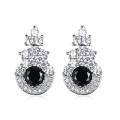 Handmade Black Sapphire and White Cubic Zirconia White Gold Filled Stud Earrings