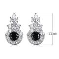 Handmade Black Sapphire and White Cubic Zirconia White Gold Filled Stud Earrings