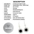 Natural Black Onyx , White Pearl Gemstone  Solid .925 Sterling Silver Earrings
