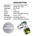 Handmade Peridot and Blue Topaz Gemstone .925 Silver Ring Size 6 or M