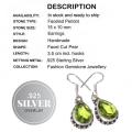 Handmade Antique Style Peridot Pear Gemstone .925 Silver Earrings