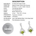 Deluxe Natural Peridot, White Cubic Zirconia Gemstone Solid .925 Sterling Silver Earrings