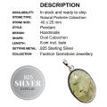 Handmade Natural Scottish Moss Prehnite Gemstone .925 Silver Pendant