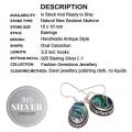 Natural New Zealand Abalone Gemstone Antique Style  925 Silver Earrings