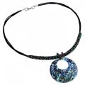 Handmade New Zealand Abalone Shell and Peacock Colours Beadwork Necklace