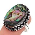Impressive Handmade New Zealand Abalone  925 Sterling Silver Ring Size 8 OR Q