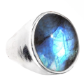 Natural Blue Fire Labradorite Gemstone .925 Silver Ring Sz 8 or Q