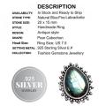 Natural Luminescent Labradorite Gemstone.925 Silver Ring Size US 7.5