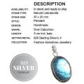 Natural Blue Fire Labradorite Gemstone  .925 Silver  Pendant