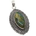 Natural Marquise Fiery Labradorite Gemstone  .925 Silver Sterling Pendant