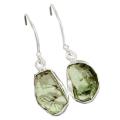 Natural Green Amethyst Rough Gemstone Solid .925 Silver Earrings