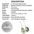 Natural Green Amethyst Rough Gemstone Solid .925 Silver Earrings