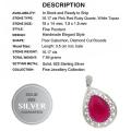 16.17 cts  Pink Red Ruby Quartz & Natural White Topaz .925 Solid Sterling Silver Pendant + Free Chai
