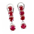 Deluxe Dainty Natural Blood Red Ruby Gemstone Set in Solid .925 Sterling Silver Earrings