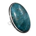 Hand Made Natural Blue Apatite Gemstone .925 Silver Ring Size 8