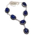 Natural Lapis Lazuli Oval Gemstone .925 Sterling Silver Necklace