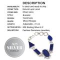 Antique Style Natural Lapis Lazuli Gemstone .925 Sterling Silver Bracelet