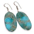 Handmade Natural Fossil Coral .925 Sterling Silver Earrings