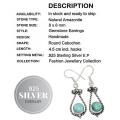 Natural Amazonite  Gemstone .925 Sterling Silver Earrings