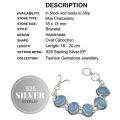Natural Blue Chalcedony Gemstone .925  Sterling Silver Bracelet