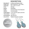 Blue Chalcedony Oval , Blue Topaz Gemstone,.925 Sterling Silver Earrings