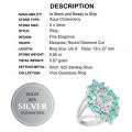 Natural Aqua Chalcedony, White Topaz Gemstone Solid .925 S/ Silver Ring Size 8 /Q