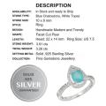 Spectacular Natural Aqua Chalcedony, White Topaz Gemstone Solid .925 S/ Silver Ring Size 7.5 or P