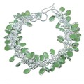 Handmade Soft Green Chalcedony Gemstone Cluster .925 Silver Bracelet