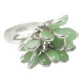 Handmade Green Chalcedony Cluster Gemstone .925 Silver Ring Size US 8 or Q