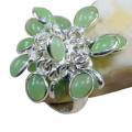 Handmade Green Chalcedony Cluster Gemstone .925 Silver Ring Size US 8 or Q