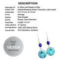 Natural Turquoise, Lapis Lazuli  Gemstone .925 Sterling Silver Earrings
