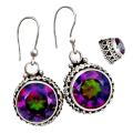 Natural Rainbow Mystic Topaz Earrings set in Solid 925 Sterling Silver