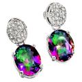 8.07 cts Natural Rainbow Mystic Topaz, White Topaz Studs In Solid .925 Sterling Silver