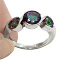 Beautiful Multi-Colour Rainbow Topaz, Ring in Solid .925 Sterling Silver. Size 8 or Q