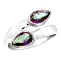 Trendy Natural Rainbow Topaz, Ring in Solid .925 Sterling Silver. Size 7 or O