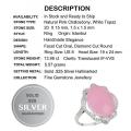 Pastel Pink 13.98 cts Chalcedony, White Topaz Solid.925 Sterling Silver Ring Size 8 or Q