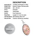 Natural Copper Rhodochrosite Oval Composite Gemstone .925 Sterling Silver Pendant