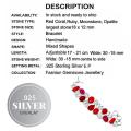 Cherry Ruby, Red Coral, Rainbow Moonstone, Opalite Gemstone .925 Silver Bracelet