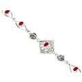 Handmade Red Coral Gemstone .925 Silver Plated Bangle