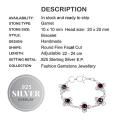 Handmade Floral Garnet Gemstone .925 Sterling Silver Bracelet