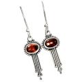 Natural Garnet Gemstone Ovals in Solid .925 Sterling Silver Earrings