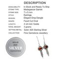 Natural Garnet Gemstone Ovals in Solid .925 Sterling Silver Earrings