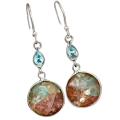 Limited Edition Natural Aquamarine in Sunstone Blue Topaz set in Solid .925 Sterling Silver Earrings