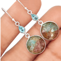 Limited Edition Natural Aquamarine in Sunstone Blue Topaz set in Solid .925 Sterling Silver Earrings