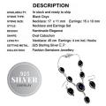 Natural Black Onyx Gemstone .925 Silver Necklace and Earrings Set