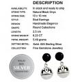 Natural Black Onyx Gemstone  Solid .925 Sterling Silver Earrings